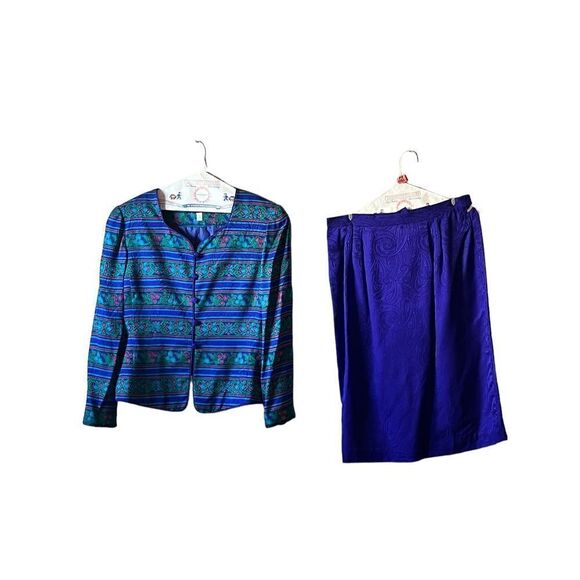 Adrianna Papell Collection Vintage Silk Jacket and Skirt Set - Picture 1 of 8